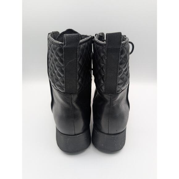 Munro | Tessa Black Leather Lace-Up Quilted Combat Ankle Boots | Size 10 - Picture 2 of 6